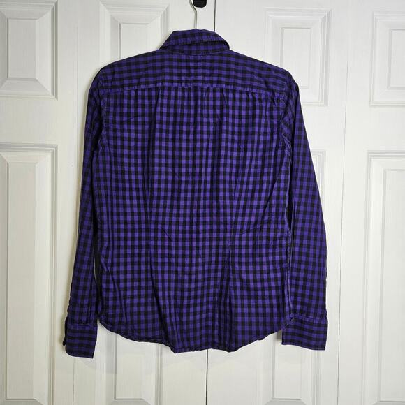 Lauren Ralph Lauren Purple and Black Gingham Checked Button Up Gold Crested M - Picture 2 of 7